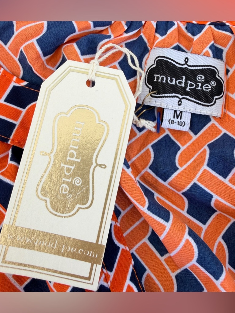 NWT Mud Pie Sz M Orange Navy Belted Shirt Dress | Florida Gators | Auburn Colors - Picture 5 of 10